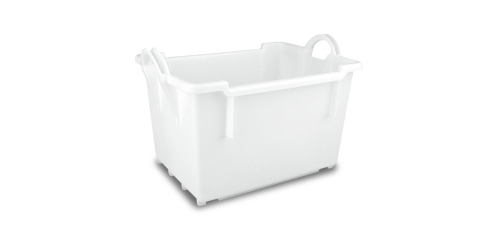 Cubeta Congost 1693 Apilable y Encajable 60L. 650X450x425mm BLANCO.