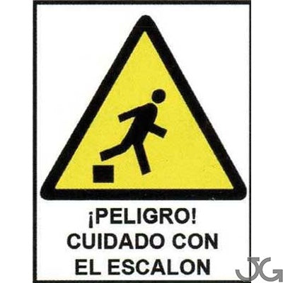 Señal PE 21x29cm - ¡Peligro! Cuidado con el escalón.